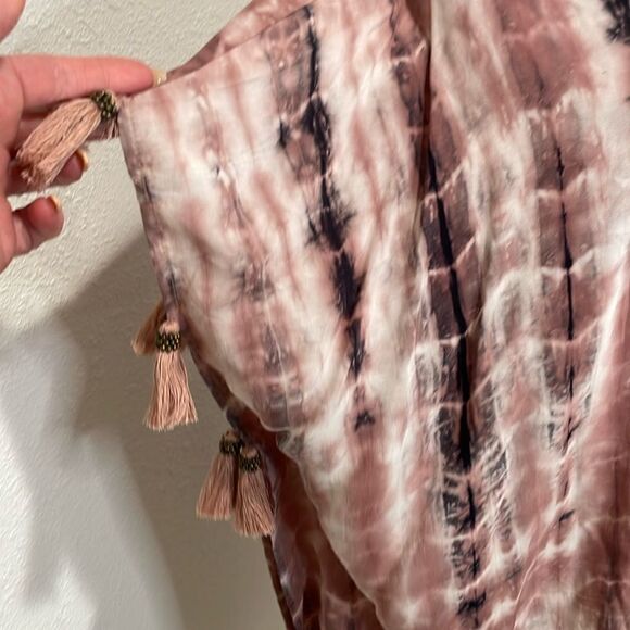 olivaceous tie dye coverup dress with lace front and tassles | size S | NWOT - Picture 2 of 7
